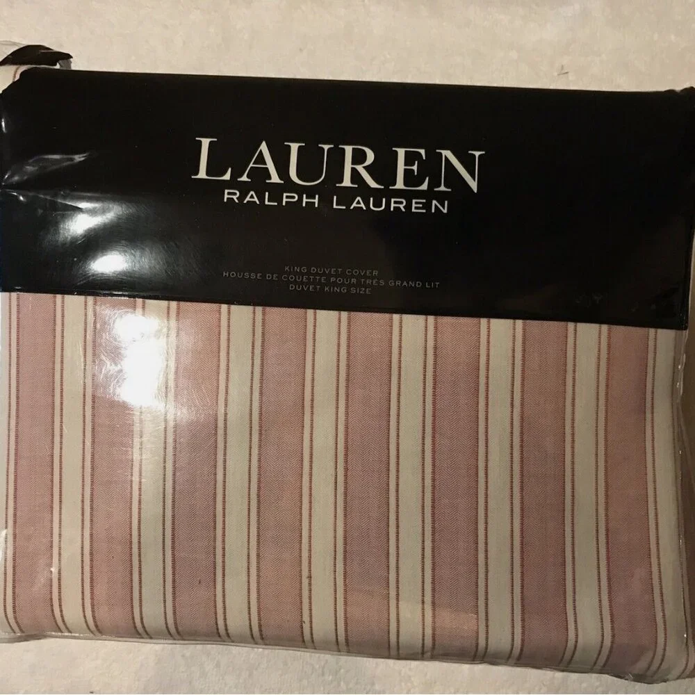 Lauren Ralph Lauren Graydon Bold Stripe Dune And Nantucket Red Duvet Cover